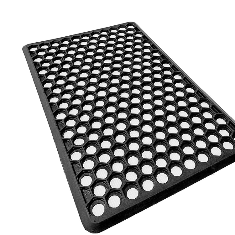Hexagon Hollow Rubber Door Mats 60 x 40 cm, Black