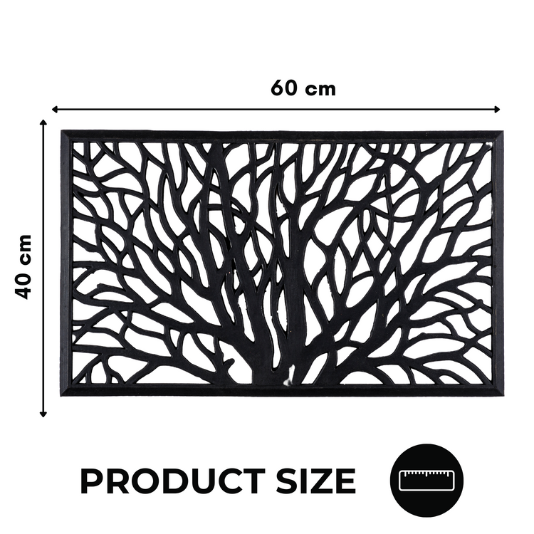 Indian Tree Rubber Door Mats 60 x 40 cm, Black