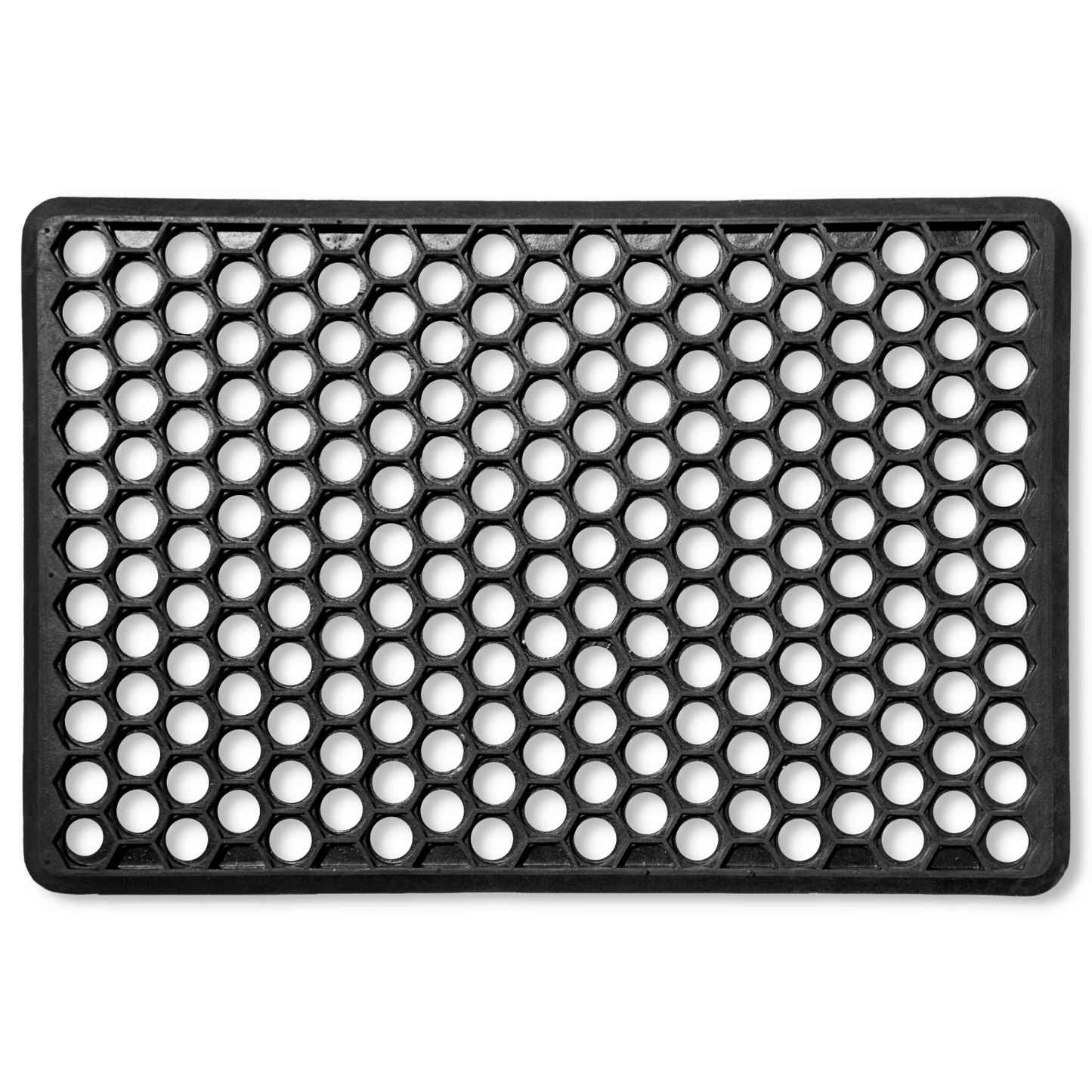 Hexagon Hollow Rubber Door Mats 60 x 40 cm, Black