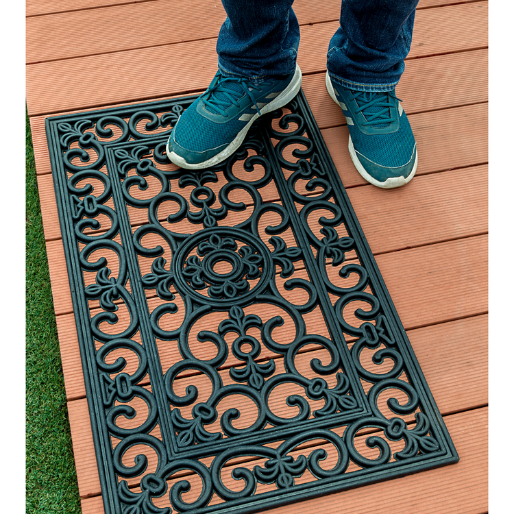 Iron Cast Rubber Door Mats 60 x 40 cm, Black