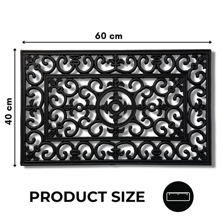 Iron Cast Rubber Door Mats 60 x 40 cm, Black