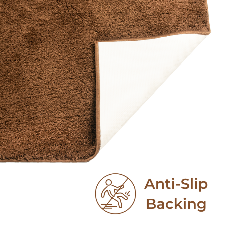 Mystic Premium Soft Bath Mat Walnut, Anti-Slip & Machine Washable