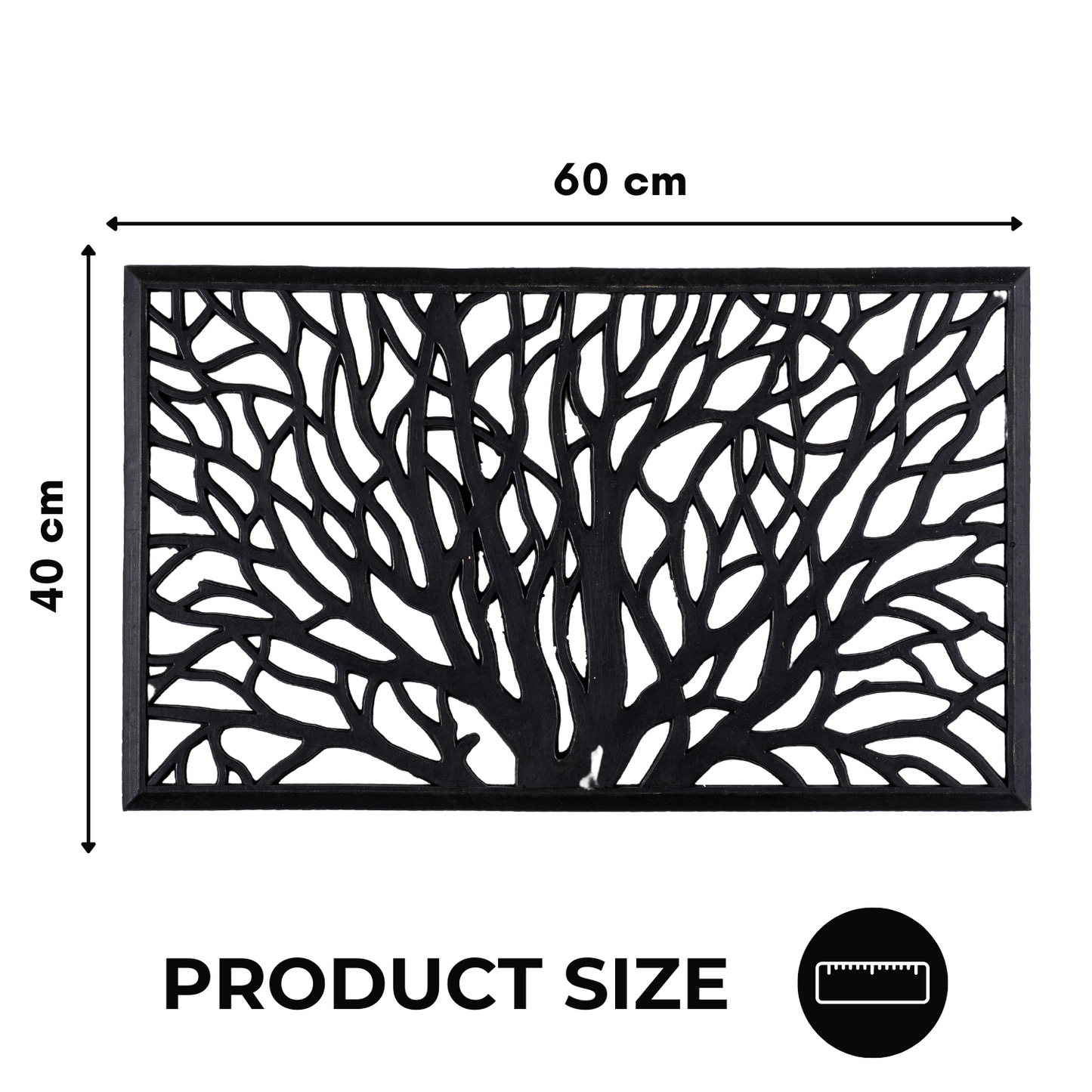 Indian Tree Rubber Door Mats 60 x 40 cm, Black