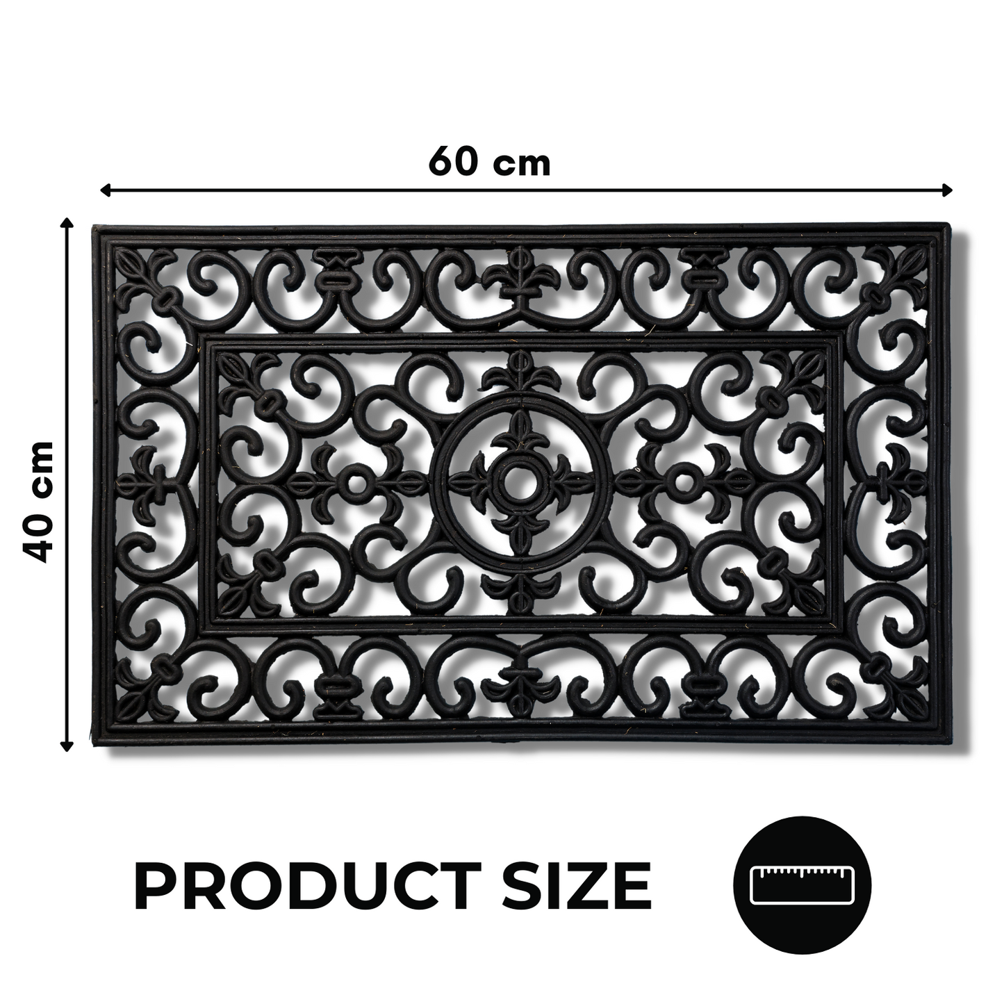 Iron Cast Rubber Door Mats 60 x 40 cm, Black